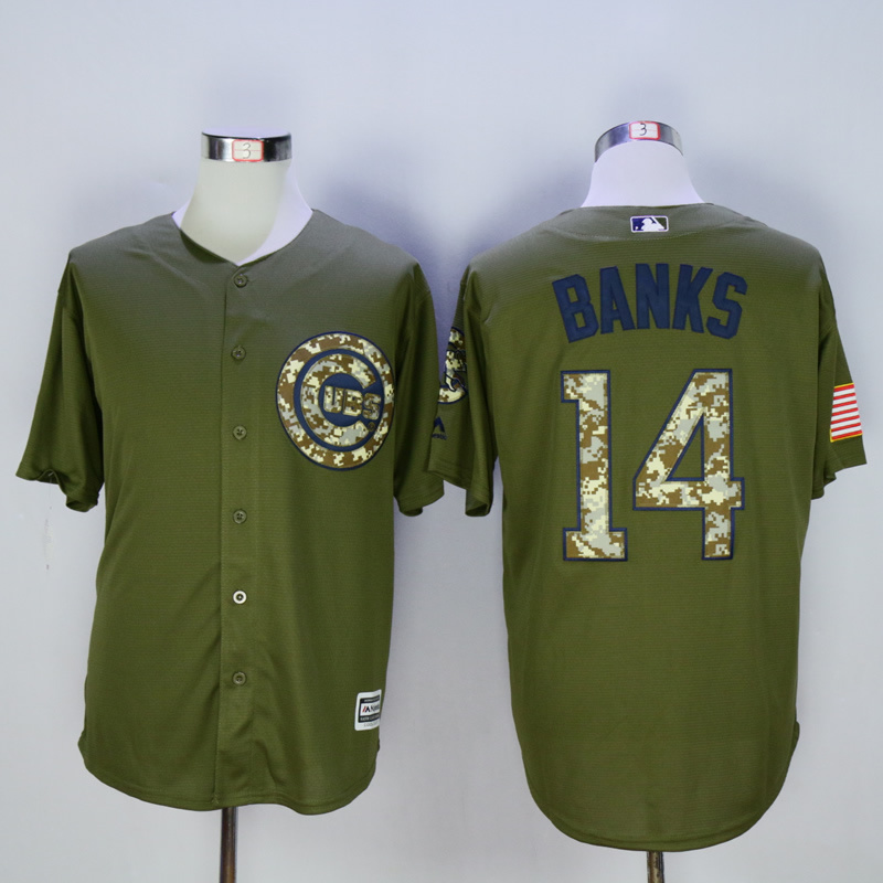 Men Chicago Cubs #14 Banks Green MLB Jerseys